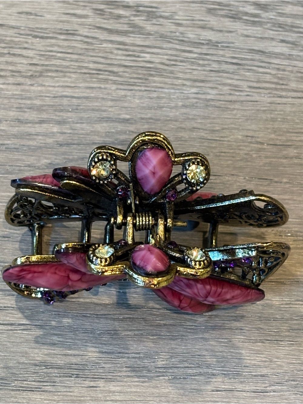 Pink Dragonfly Hair Clip for Women - Decorative Metal Accessory - Picture 6 of 12